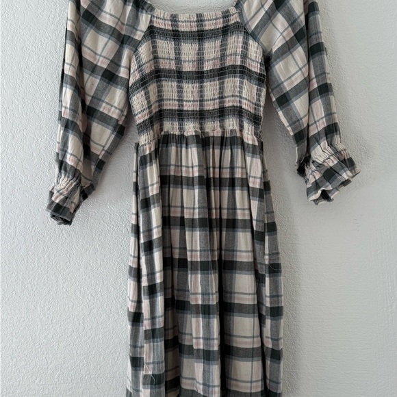 Madewell Lucie Elbow-Sleeve Smocked Mini Dress in Lebaum Plaid Size M - Picture 10 of 11